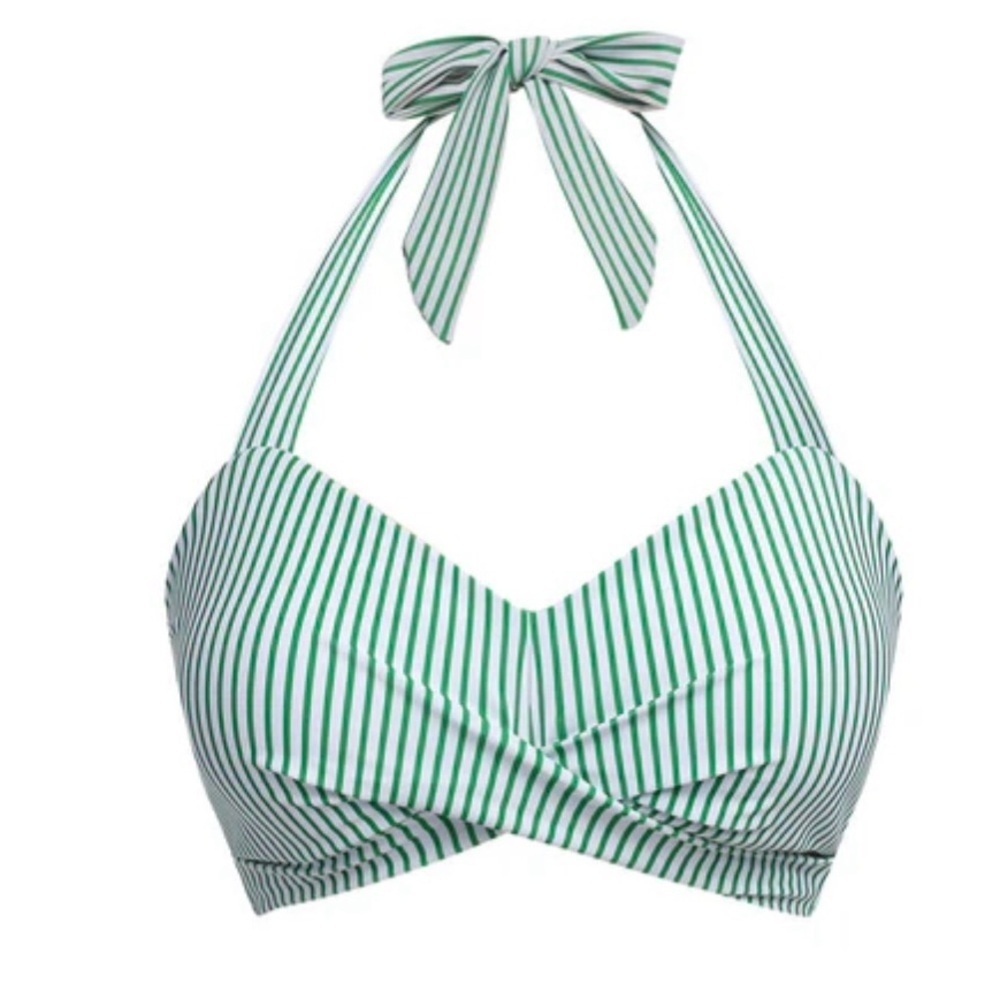 Green and White Striped top